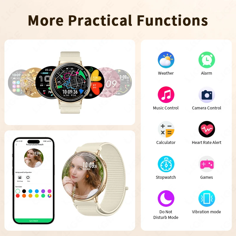 LIGE GPS Smart Watch Heart Rate Monitoring Bluetooth Call Outdoor Sports 1ATM Waterproof 1.39 Inch Screen Men Woman Smartwatch