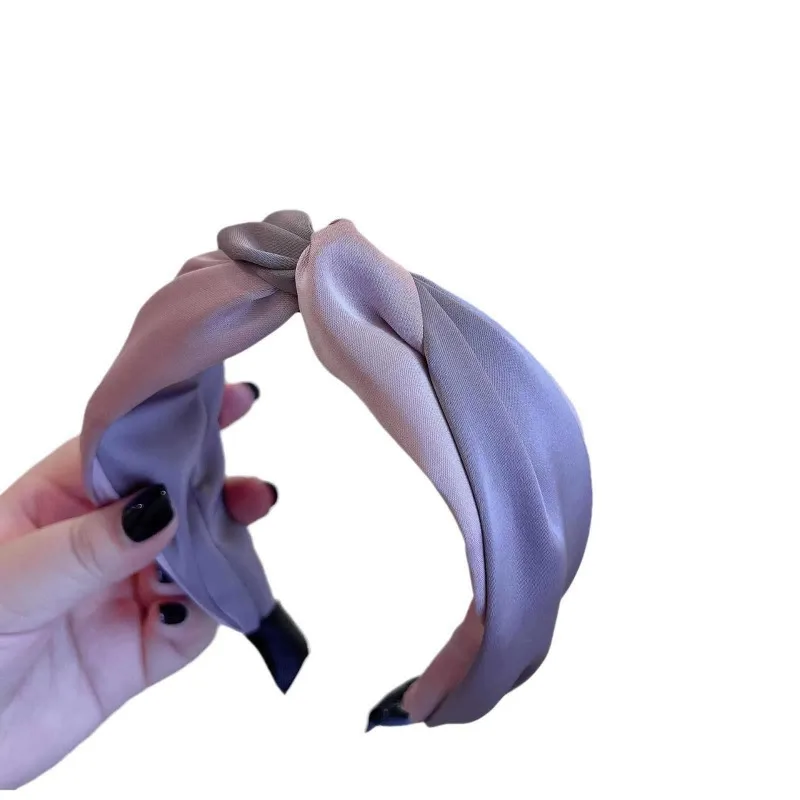 Purple Charm, Color Blocking, Twisted Wide Headband, Age Reducing, Comfortable Temperament, Hundred Tie Headband, Girls' Hair