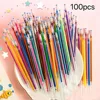 48/100pcs/set Multi-color Gel Pen Refills Painting Drawing Glitter Highlighters Cute Pens Art Markers School Office Supplies 1