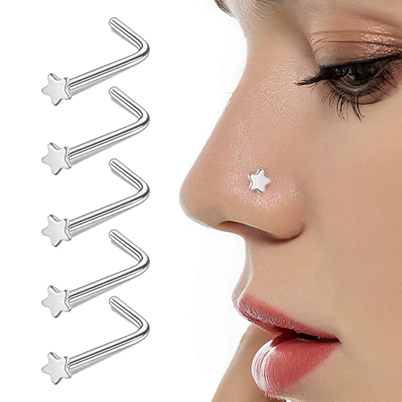 1 Pz 20G In Acciaio Inox A Forma Di L Naso Borchie Ve Naso - Foto 3