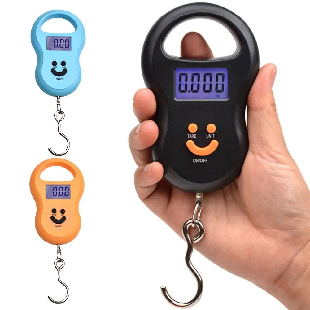 Electronic 50Kg Hanging Scale LCD Kitchen Digital Scale BackLight Fishing Weights Pocket Travel Luggage Scales