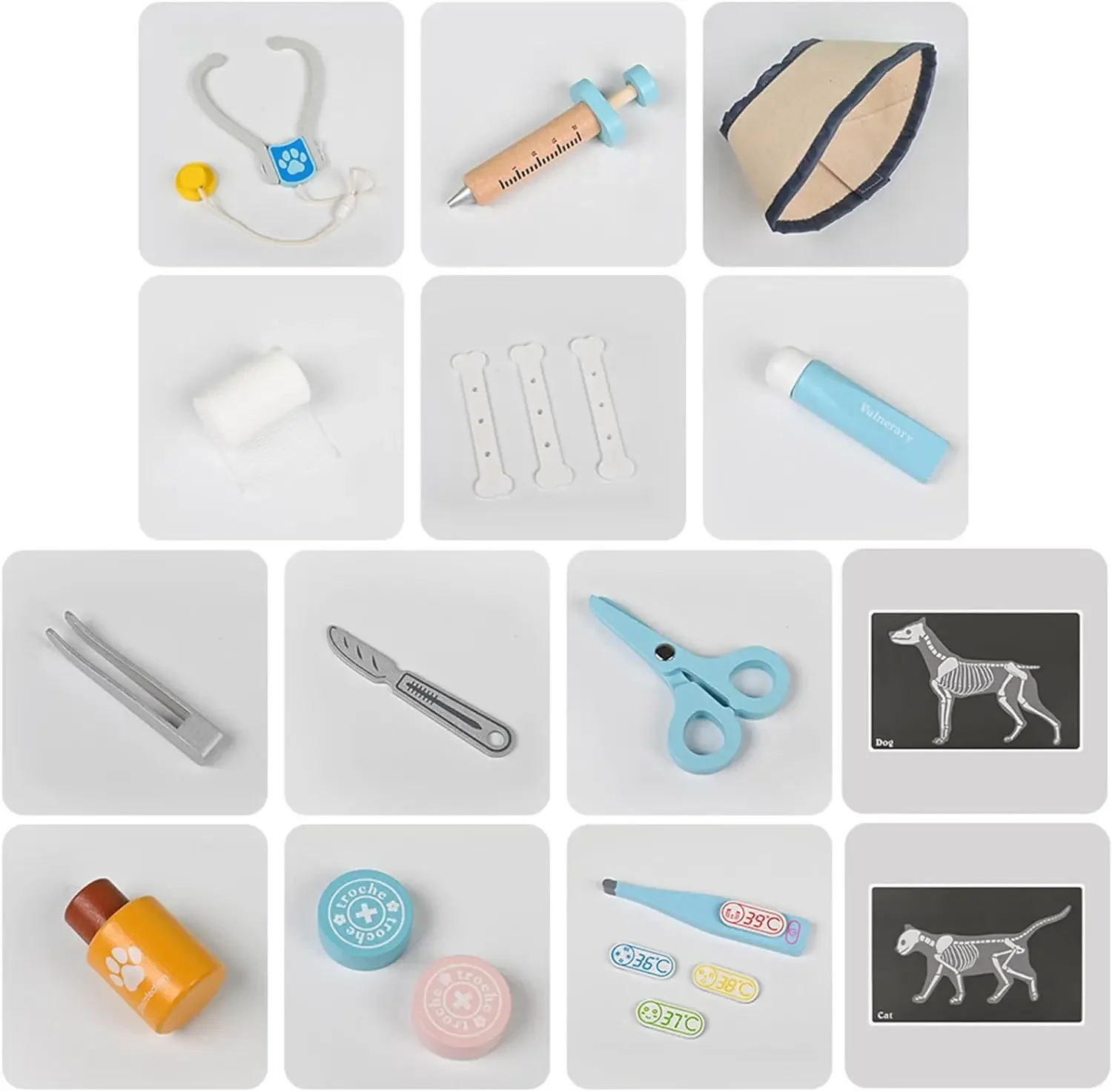 Wooden Pretend Play Doctor Toys For Kids Veterinarian Role-playing Medical Educational Toy Simulation Medicine Chest Set Gift 3