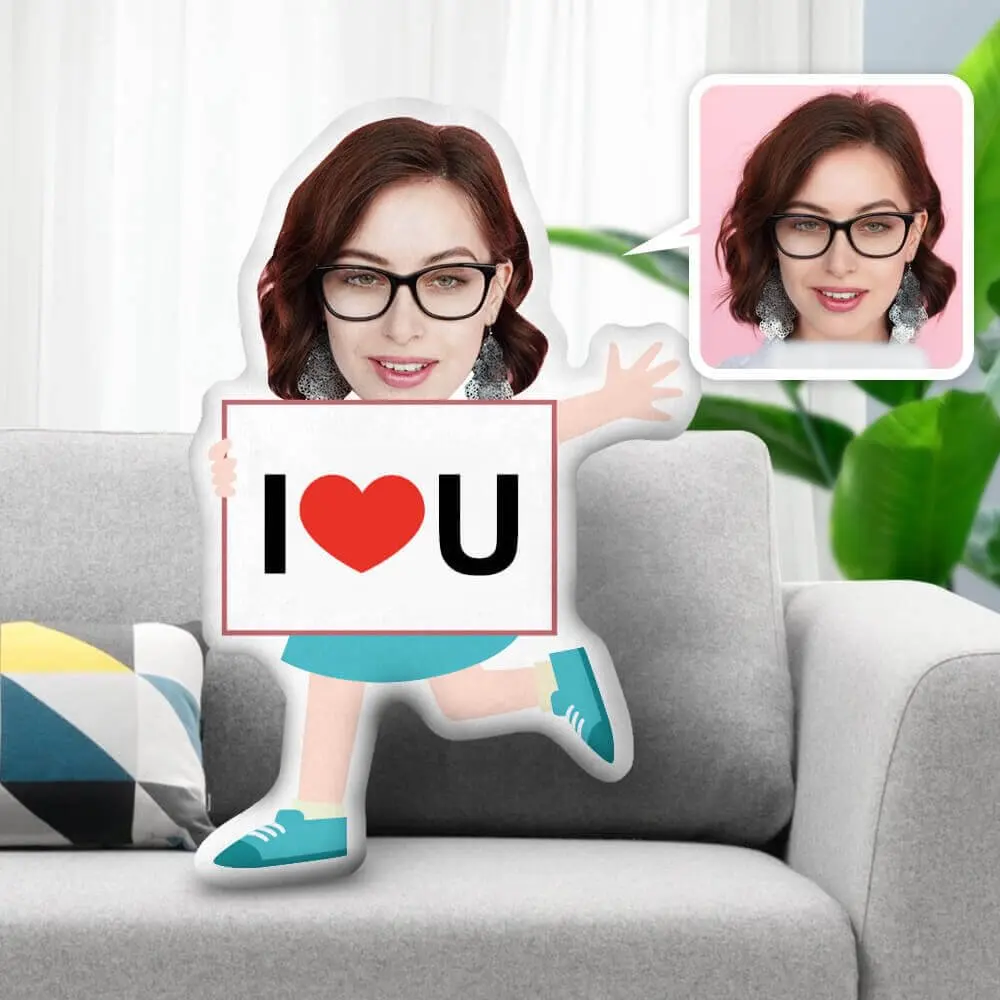 Custom Face Minime Throw  I love you Pillow Personalized Minime Throw Pillow Gifts cushion for boy Big Head DIY 2