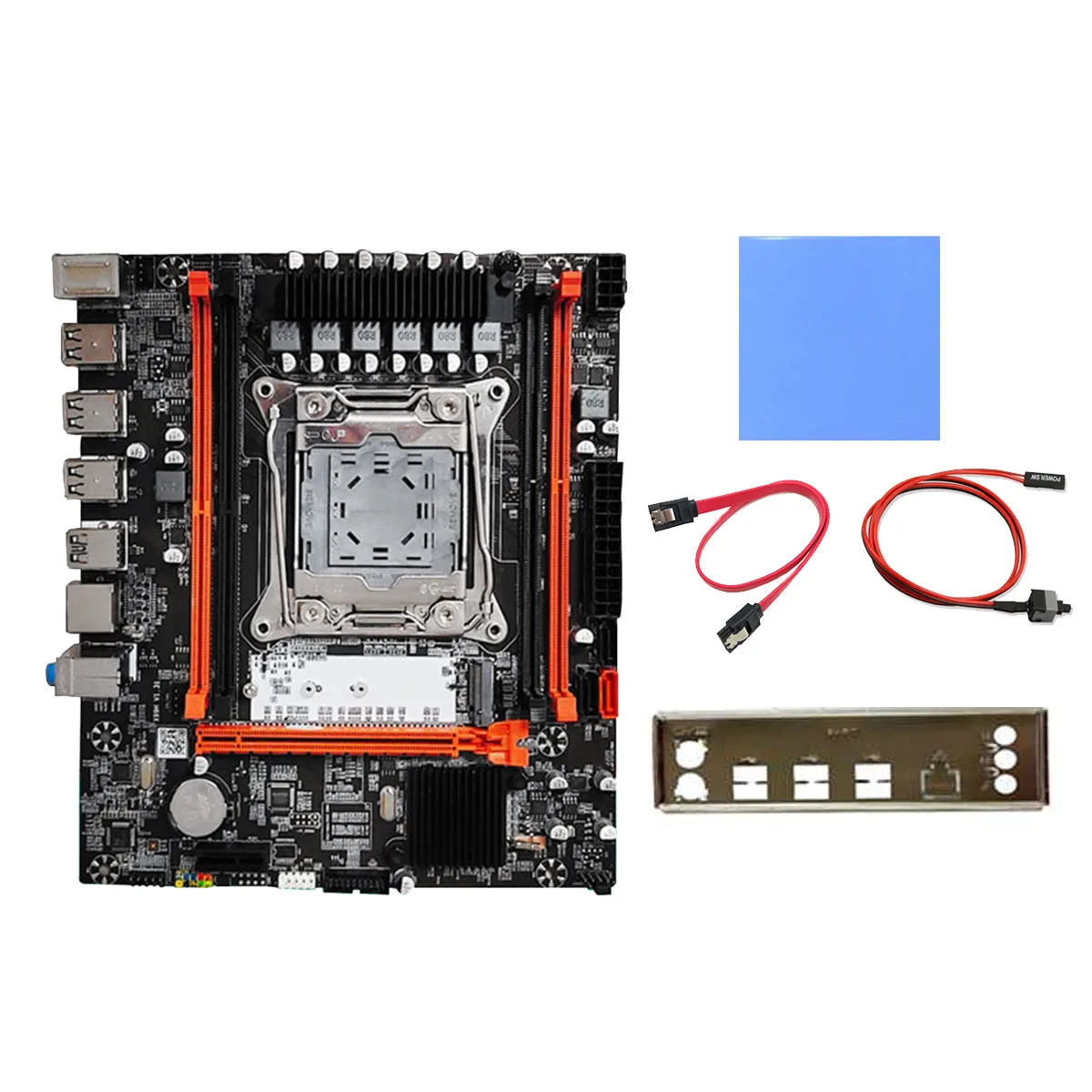 kit-scheda-madre-x99h-pad-termico-cavo-sata-cavo-interruttore-cornice-lga2011-v3-ddr3x4-slot-ram-ecc-m2-nvme-pci-e-x16-sata30