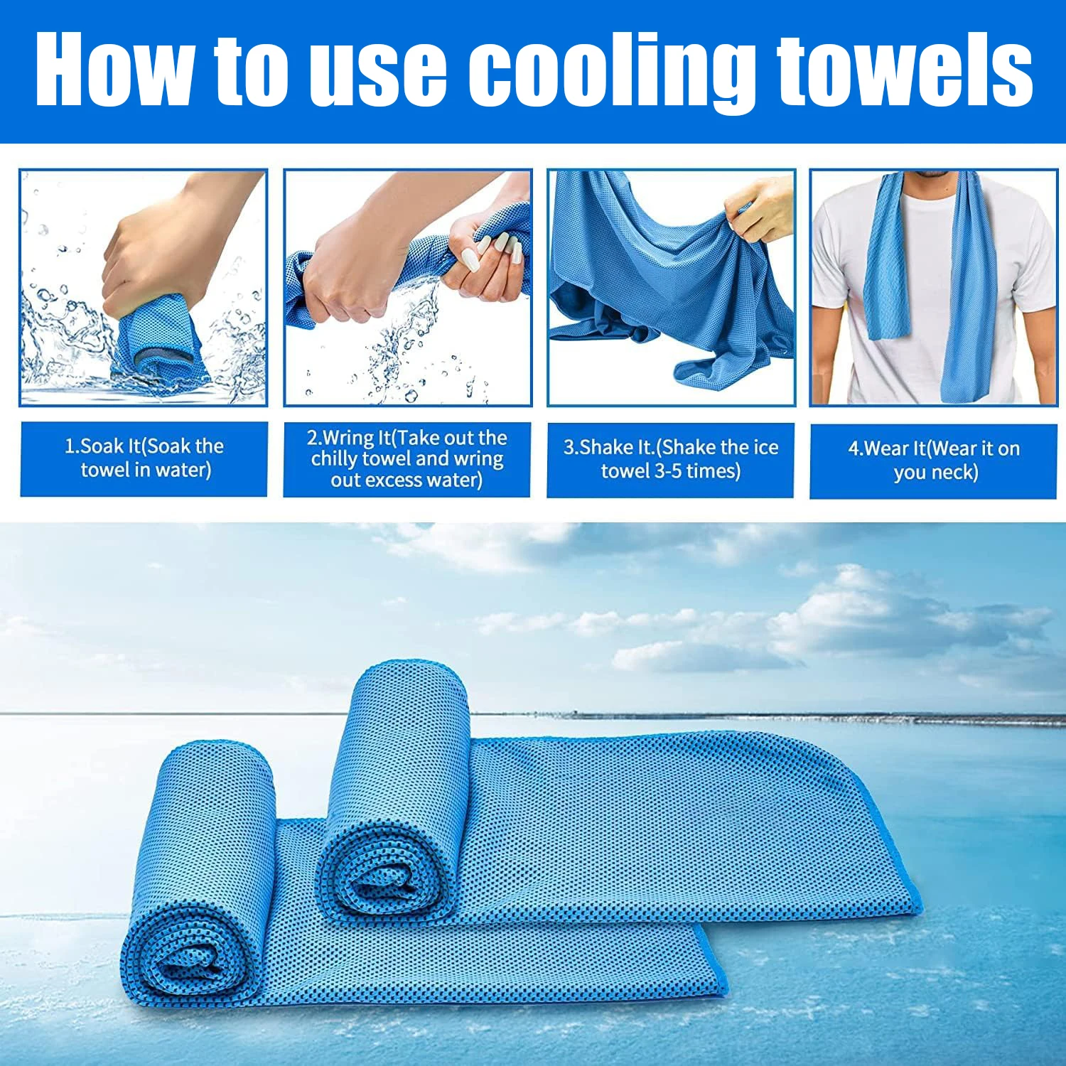 5Pack Cooling Towels, Sweat Towels Cooling Towels for Neck and Face,  Yoga, Camping, Running, Fitness, Workout & More Activities 4