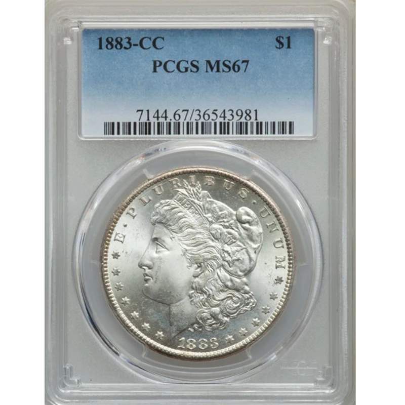 

1883-CC сша Морган 1 доллар Монета 90% серебряные номинальные монеты высококачественные коллекционные монеты с определенной шкалой держатель фотоэлементов MS67