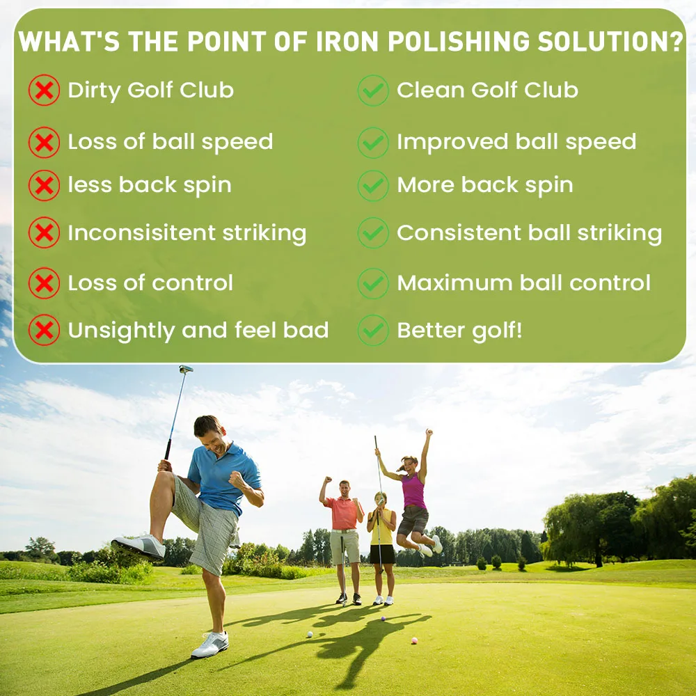 Golf Iron Polishing Kit Club Cleaner Polish Cleaning Solution Golf Club Care Set Golf Brush Cleaner Sponge Value Pack 4