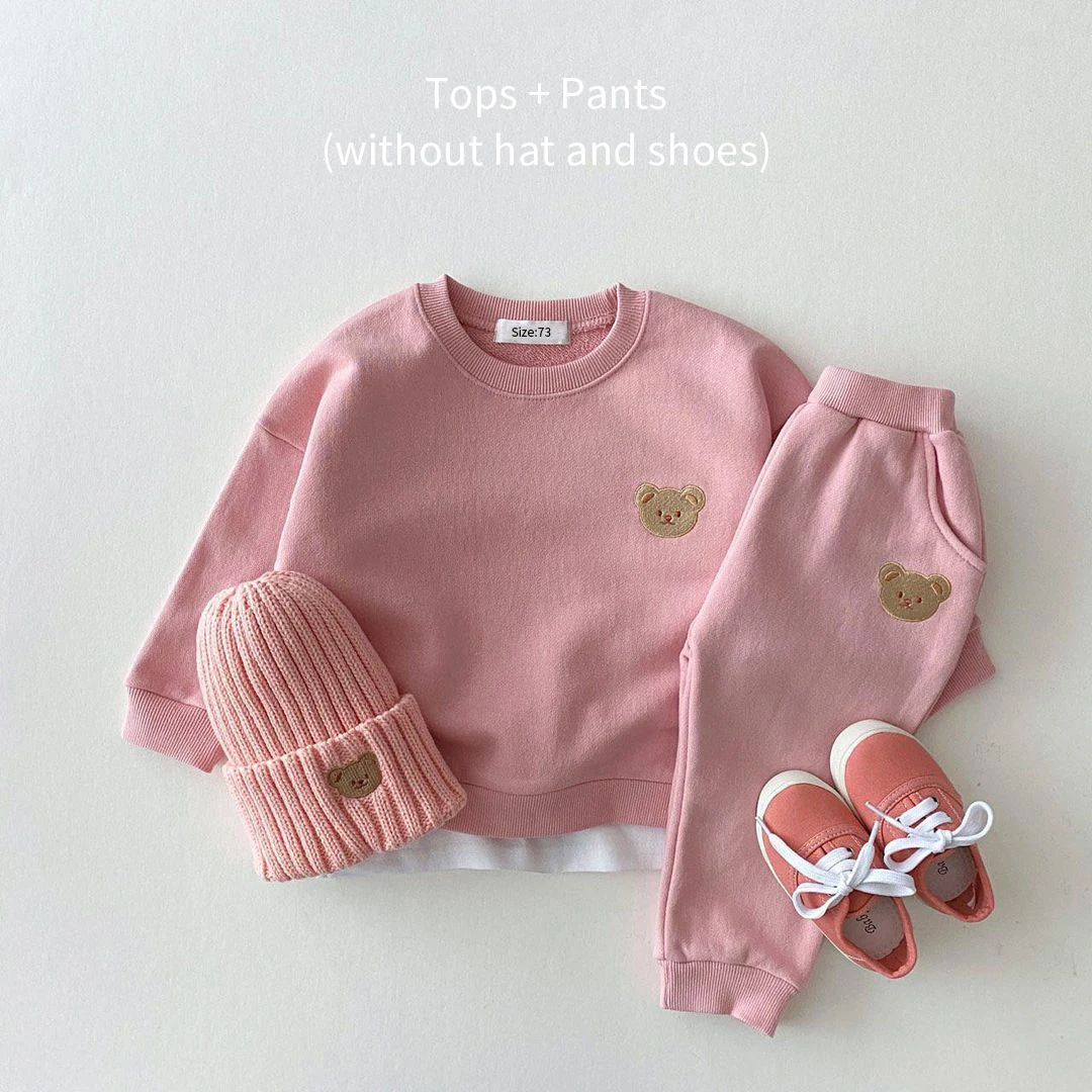baby clothes set gift Toddler Outfits Baby Boy Tracksuit Cute Bear Head Embroidery Sweatshirt And Pants 2pcs Sport Suit Fashion Kids Girls Clothes Set Baby Clothing Set near me Baby Clothing Set