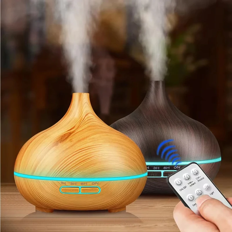 Air Humidifier Aromatherapy Essential Oil Diffuser 500ml Ultrasonic Remote Control 7 Color Lights for Home Car