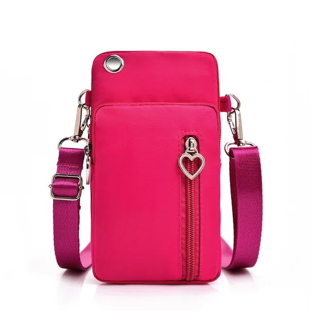 Universal Mobile Phone Bag For Samsung/iPhone/Huawei/HTC/LG Case Wallet Outdoor Sport Arm Purse Shoulder Bag Women Phone Pouch Large Rose EJK