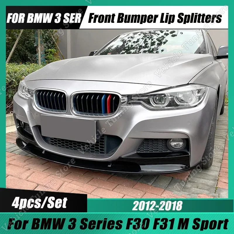 Carbon Fiber Style Front Bumper Lip Splitter For BMW F30 F31 M Sport 3 Series 2012-2018