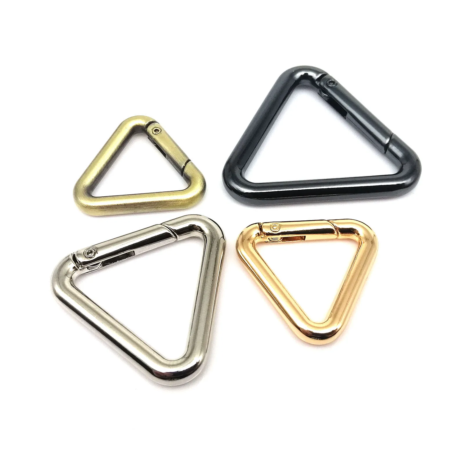 Spring Ring Clasp Triangle Spring Gate O Ring Openable Leather Bag Handbag Belt Strap Buckle Connect Keyring Pendant Key Chain Snap Clip DIY
