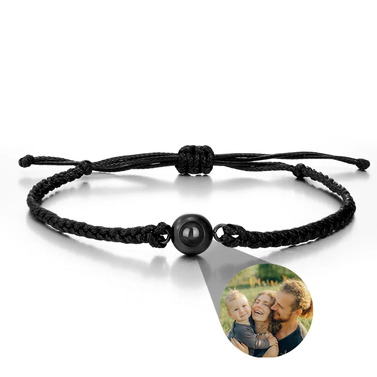 thumbnail image 1 of Pulsera con foto personalizada al por mayor Pulsera con proyección de foto personalizada Pulsera con proyección negra para hombres Regalo de cumpleaños y Navidad, 1 of 5