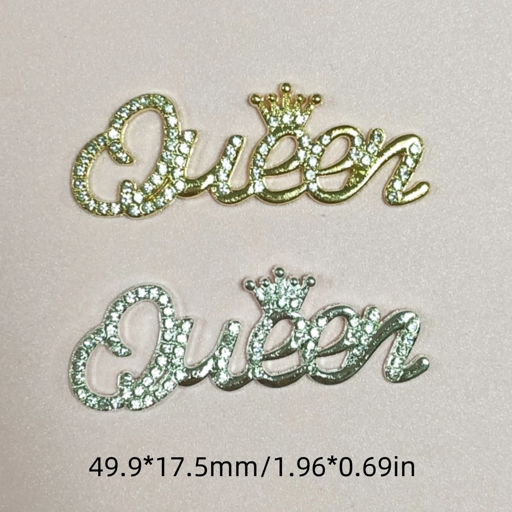 Set of 2 Glittering Gold and Silver Crown Rhinestone Pendants for DIY Phone Case Decoration