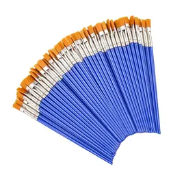 50-Piece Premium Art Brush Set - Versatile Nylon Brushes (50Pcs Flat)
