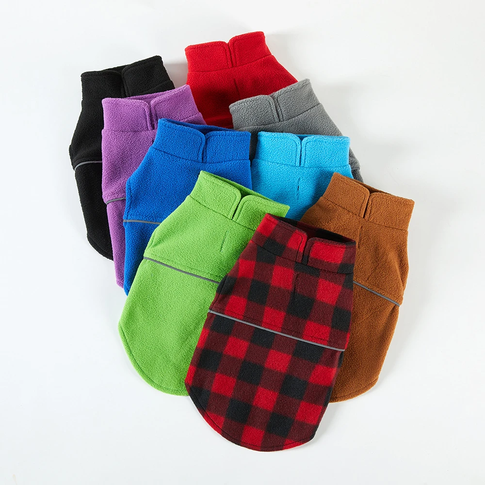 

Polar Fleece Pet Dog Clothes Winter Warm Puppy Kitten Jacket Vest Night Safety Reflective Costumes Small Dogs Cats Pullover Coat