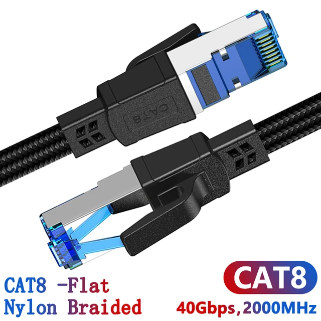  HENGSUR CAT8 Ethernet Cable 40Gbps 2000MHz RJ45 10M 20M 30M Network Internet Patch Cord for Modem Router Cable Ethernet CAT 8 