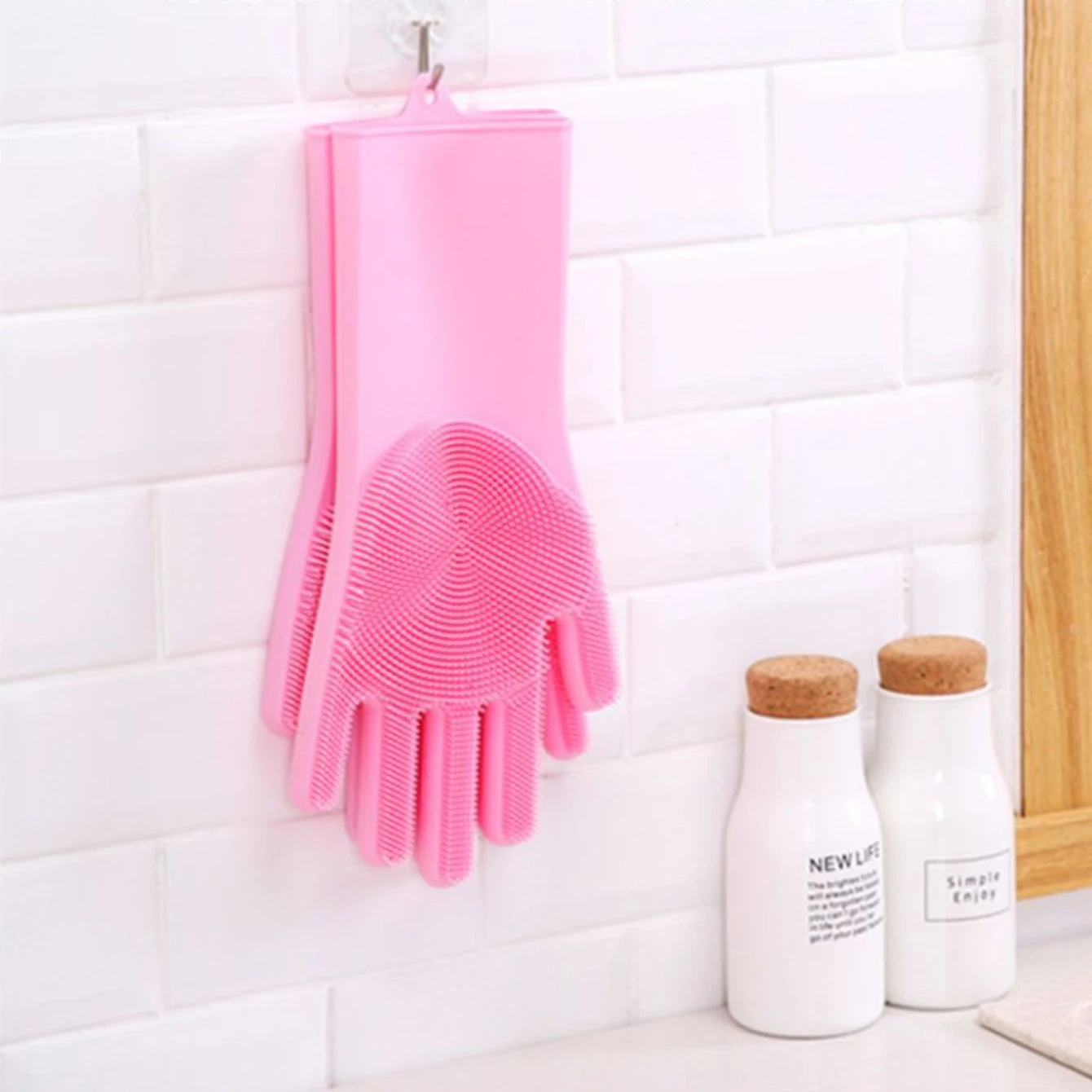 1 Pair Of Silicone Dishwashing Gloves For Household Use, Kitchen Anti Scalding, Household Dishwashing And Cleaning Gloves