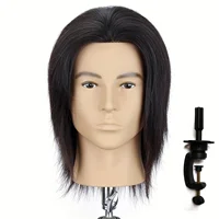 Tête de Mannequin 100% cheveux humains pour hommes, 8 pouces, pour coiffeur, pratique du beauté, formation au coiffeur, tête de Mannequin avec support à pince (bl naturel) 1