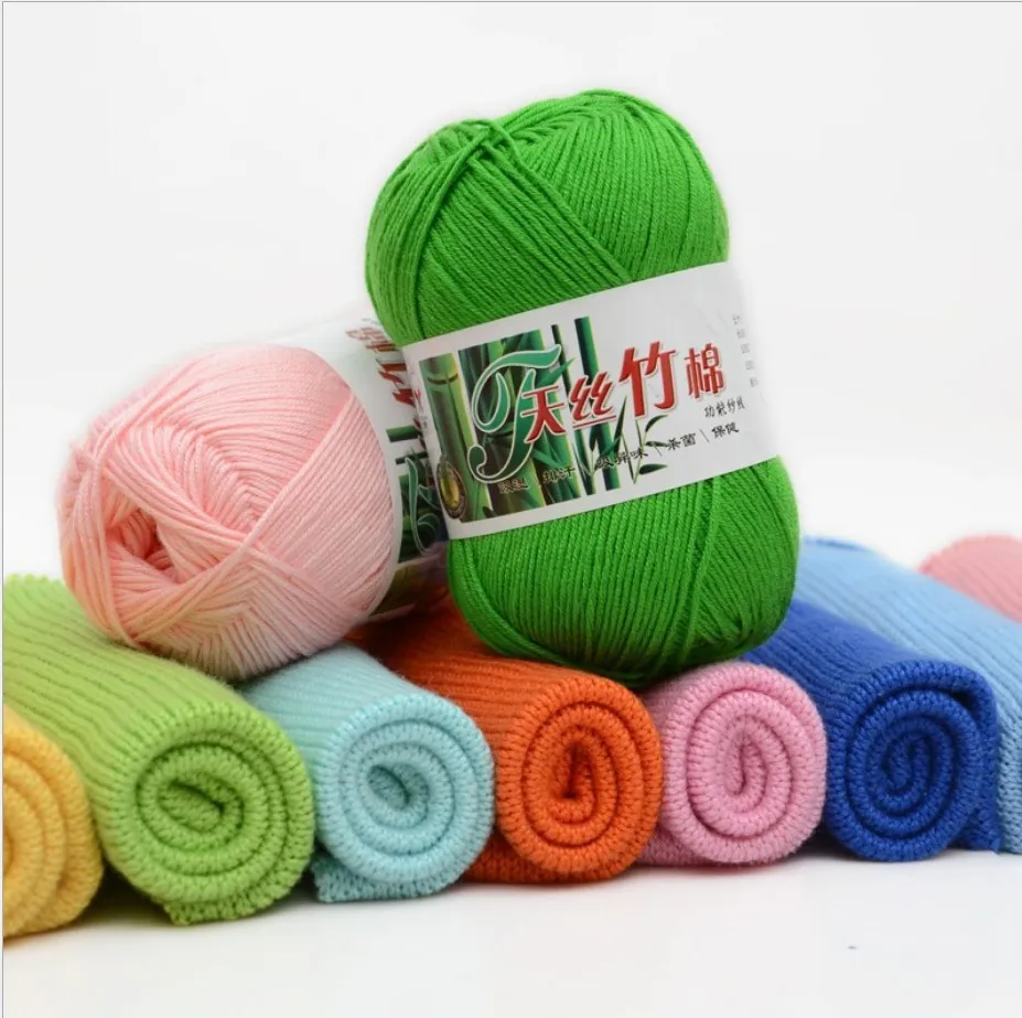 50g Bamboo Yarn Soft Cold Summer Natural Bamboo Baby Crochet Knitting Yarn For Crochet and Hand Knitting Sweater Hat Pet Bed 2