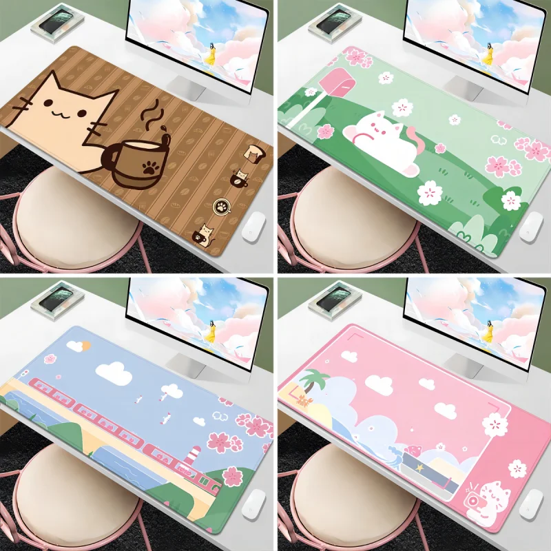 Kawaii 커피 고양이 마우스 패드 PC 게이머 컴퓨터 키보드 데스크 매트 게..