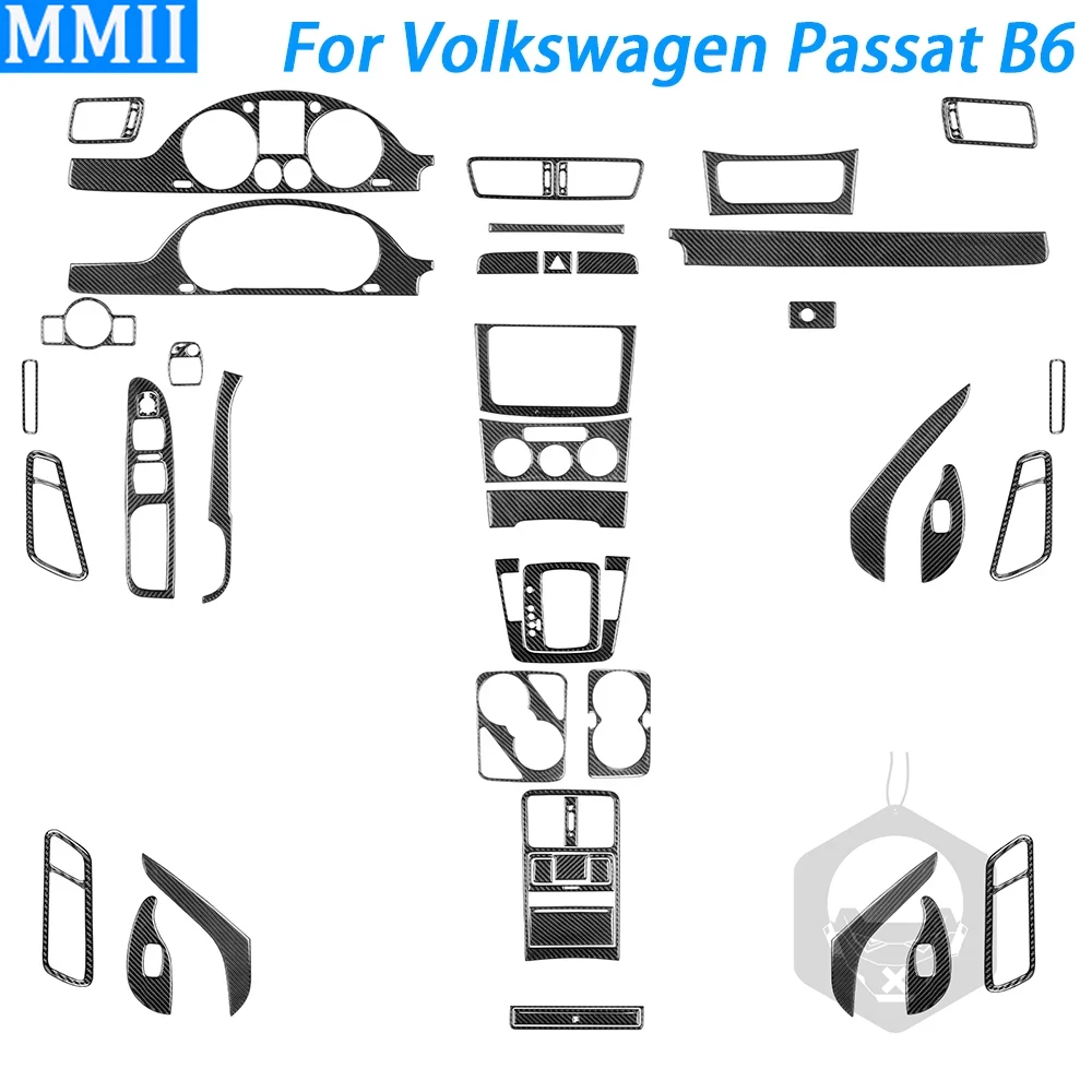 

For Volkswagen Passat B6 2006-2011 Carbon Fiber Gear Shift Air Outlet Window Lift Panel Set Car Interior Accessories Sticker