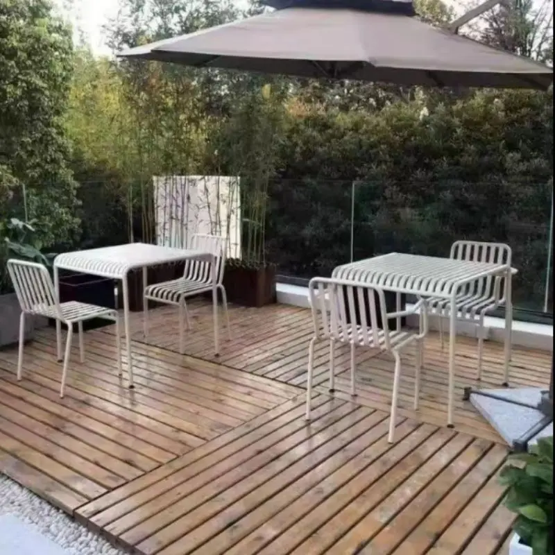 Quality Modern Minimalist Casual White Outdoor Leisure Table Chair Set for Milk Tea Shop Cafe Patio Garden Iron Furniture Set