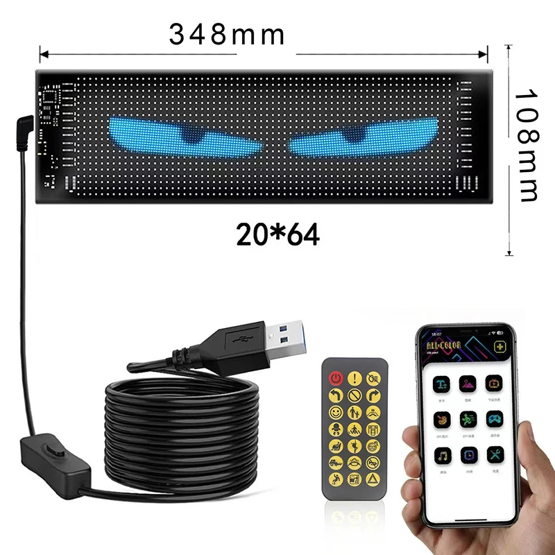 LED Display Light Car/Truck RGB Bluetooth Panel Lamp LED Matrix Pixel Lights Programmable Bluetooth App Control LED Panel Flexible Display Light
