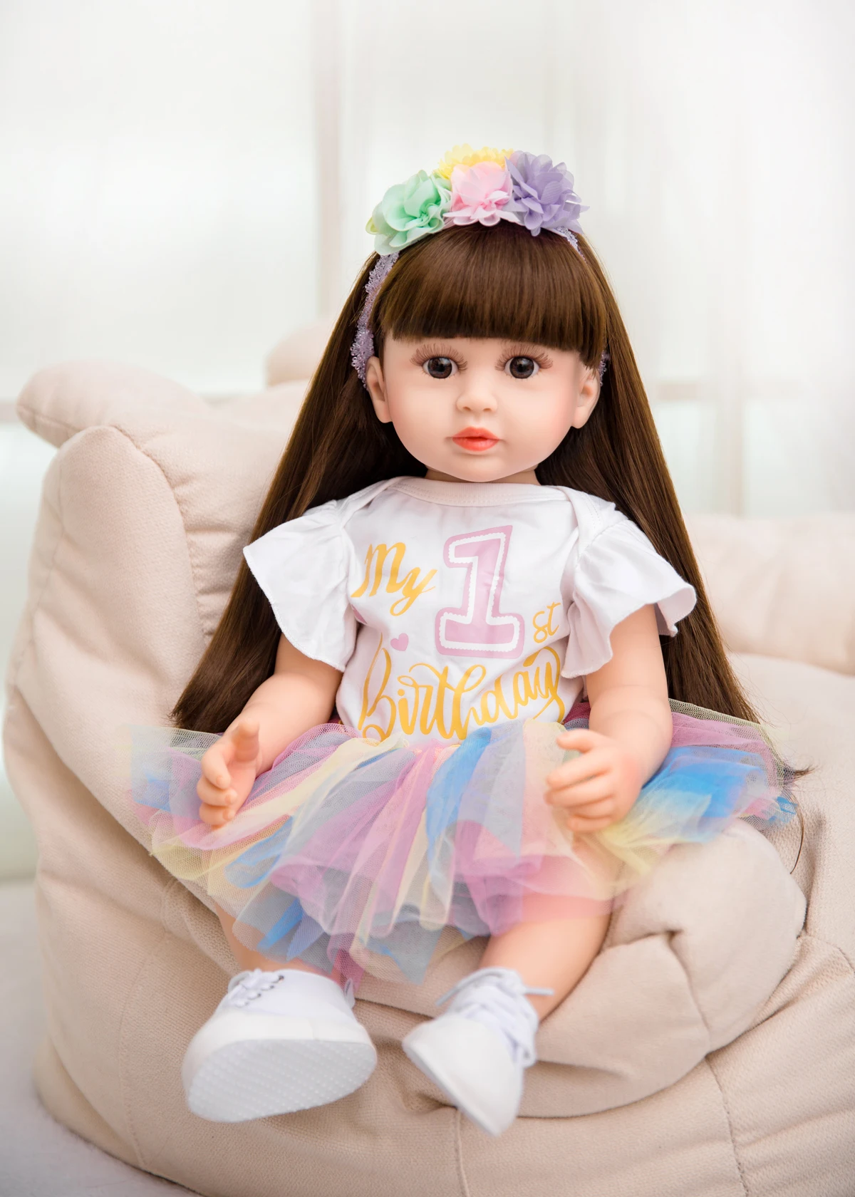 

Summer New 22 Inch Reborn Baby Doll Princess Alive Reborn Baby Girl For One Year Birthday Gift Children's Day Gift