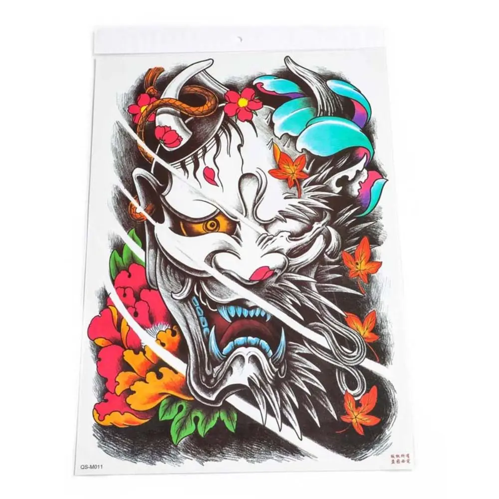 Water Transfer Printing Full Back Tattoo Sticker Angel Wings Cross Guan Gong Full Back Tattoo Patch Sweatproof Zhao Yun