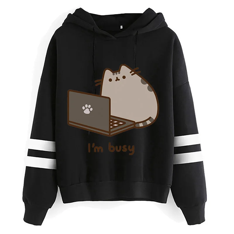 thumbnail image 2 of Pusheen Women's Wearable Hooded Blanket – Cozy Fleece Cat Hoodie Pullover For Lounge & Comfort (Brown) 2 of 13