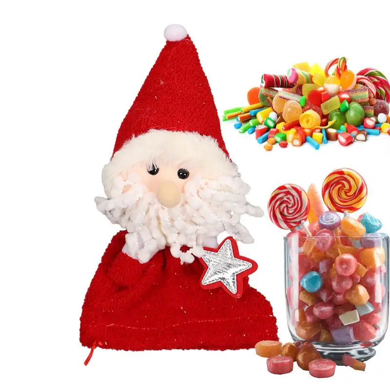 

Рождественская Подарочная сумка для кукол со шнурком, Рождественская сумка для конфет, настольное украшение, сумка для хранения конфет, сумка для хранения для кукол с Санта-Клаусом, снеговиком