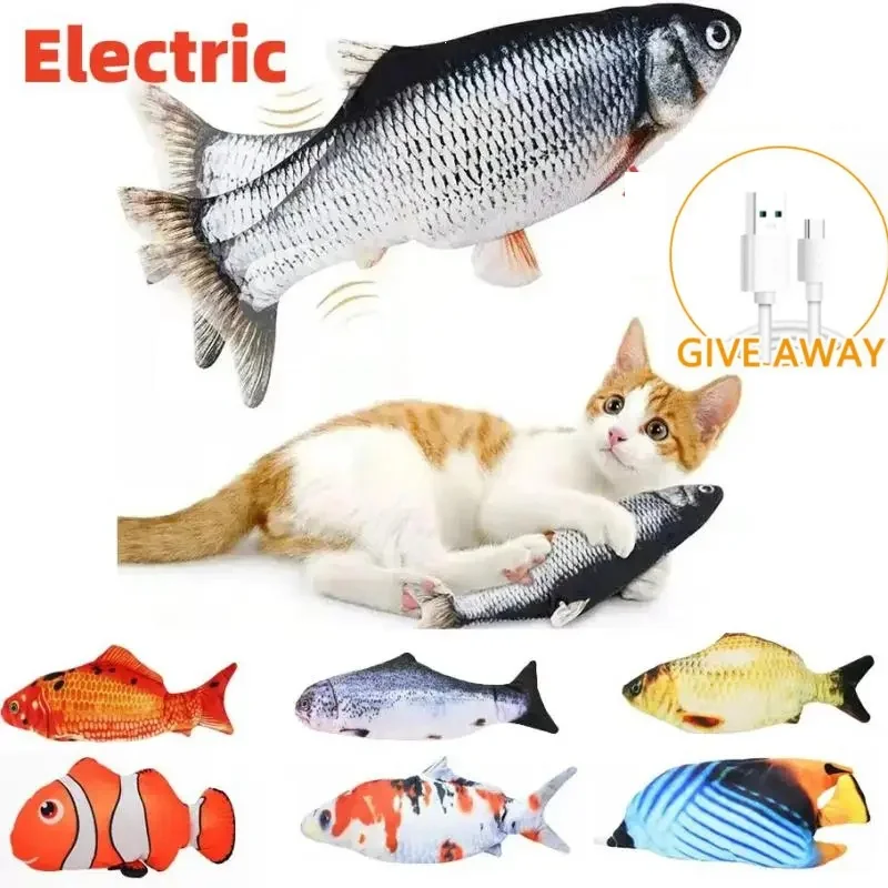 

Pet Cat Toy Simulation Electric Fish Built-in Rechargeable Battery Cat Entertainment Interactive Molar Cat Electric Fish Toy