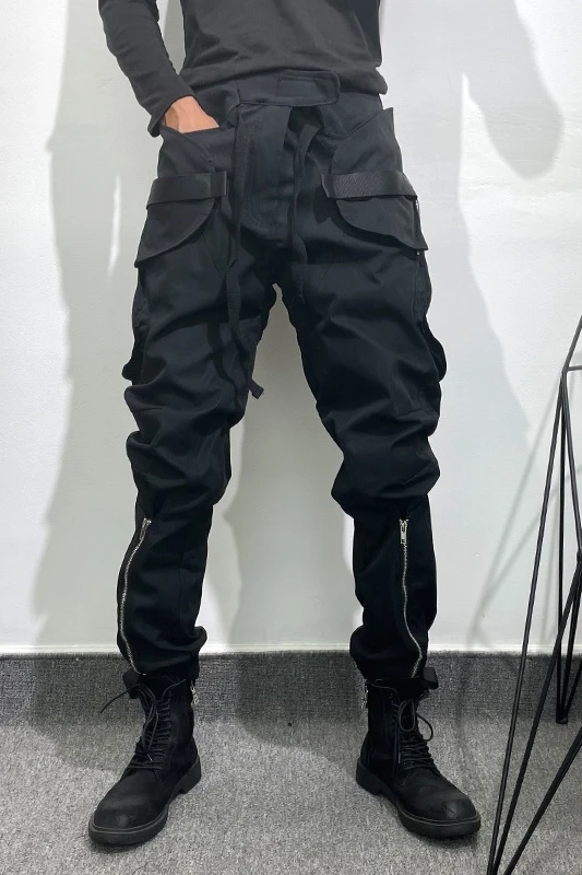 Мужские повседневные брюки-шаровары Owen Seak, мужская одежда в готическом стиле, спортивные брюки-карго для улицы, осенние мужские черные брюки до щиколотки