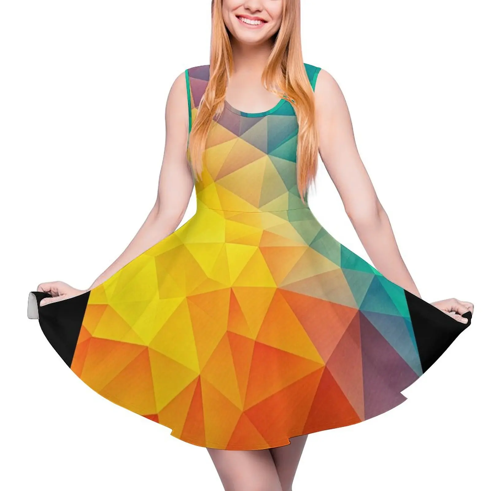 

Abstract Multi Color Cubizm Painting Round Neck Dress dress for women 2024 Dress for girls summer dresses womens 2024