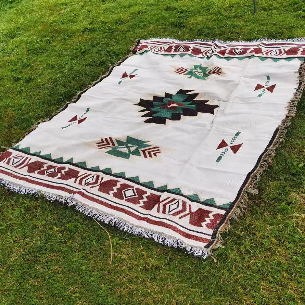 BohemianPicnicMatOutdoorCampingTasselsBlanketEthnicBlanketsfor