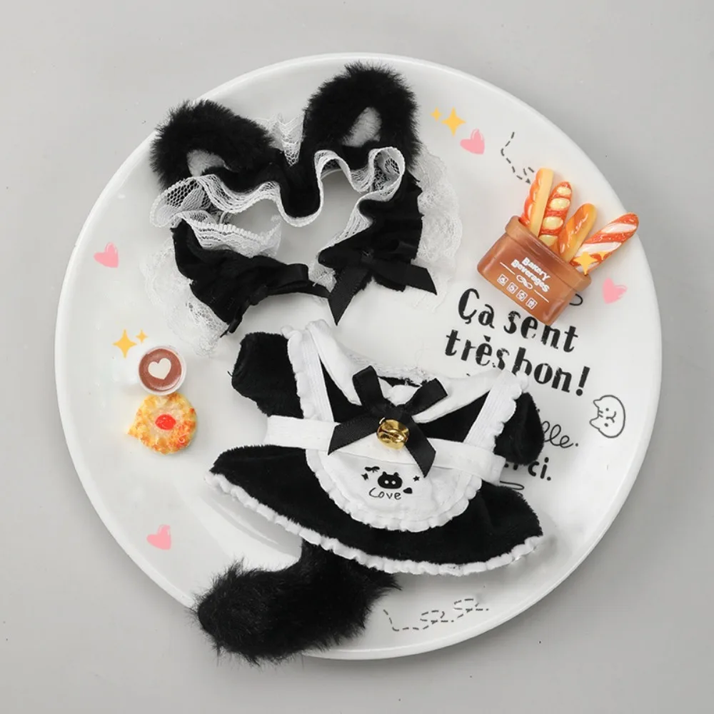 Katze Schwanz 10 cm Baumwolle Puppe Kleidung Bogen Rock Maid Kleid Baumwolle Puppe Kleidung Mode Mini Plüsch Puppe Kleidung puppe Zubehör – Detail 6