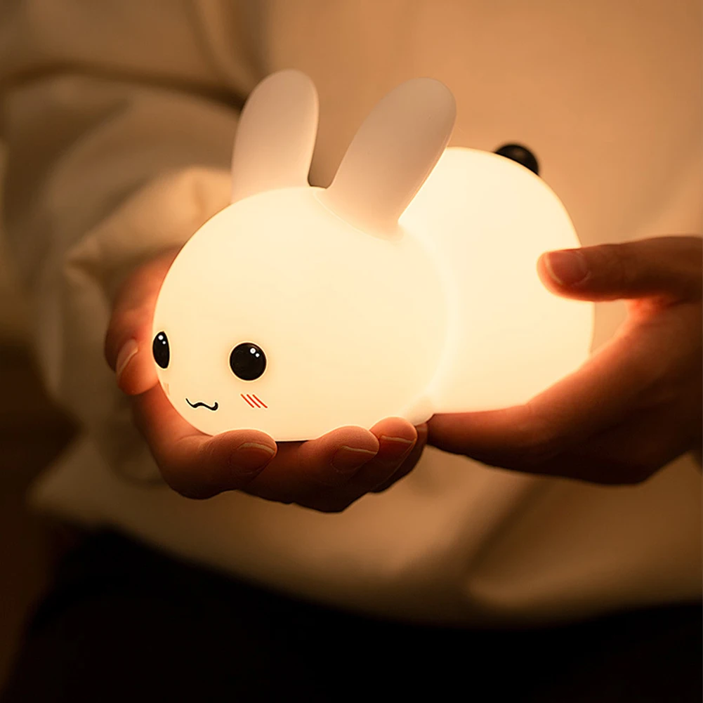 

Bunny Night Lights For Kids Dual Color USB Rechargeable Remote Control Touch Bedside Lamp Cute Stuff Gifts For Baby Nursery