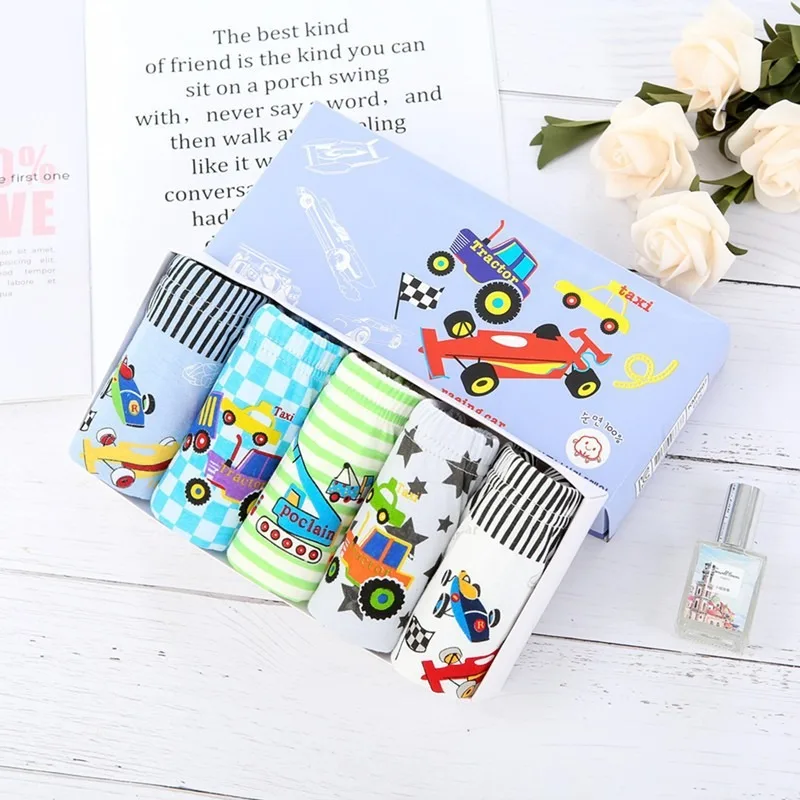 5Pcs/Set Assorted Styles Cute Cartoon Boys Underwear Panties Cotton Panty Boy Children Soft Underpants Breathable Boys Briefs 5