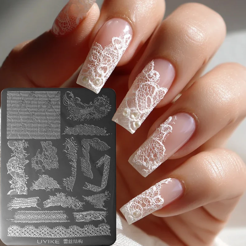 Elegant Floral Nail Stamping Plate 3d Lace Pattern Stencil_voghion.com