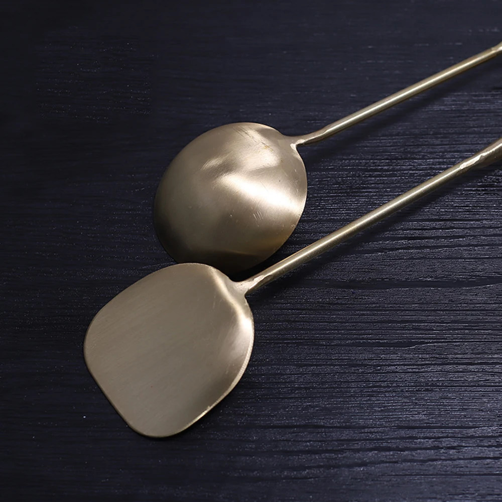 Mater Star High Quality Copper Chino For Wok Cooking Tools Shovel Spoon Anti-scalding Beech Handle Kitchen Cookware Utensils