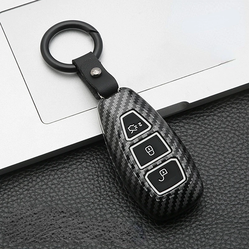 Sleek Carbon Fiber ABS Car Key Case Cover