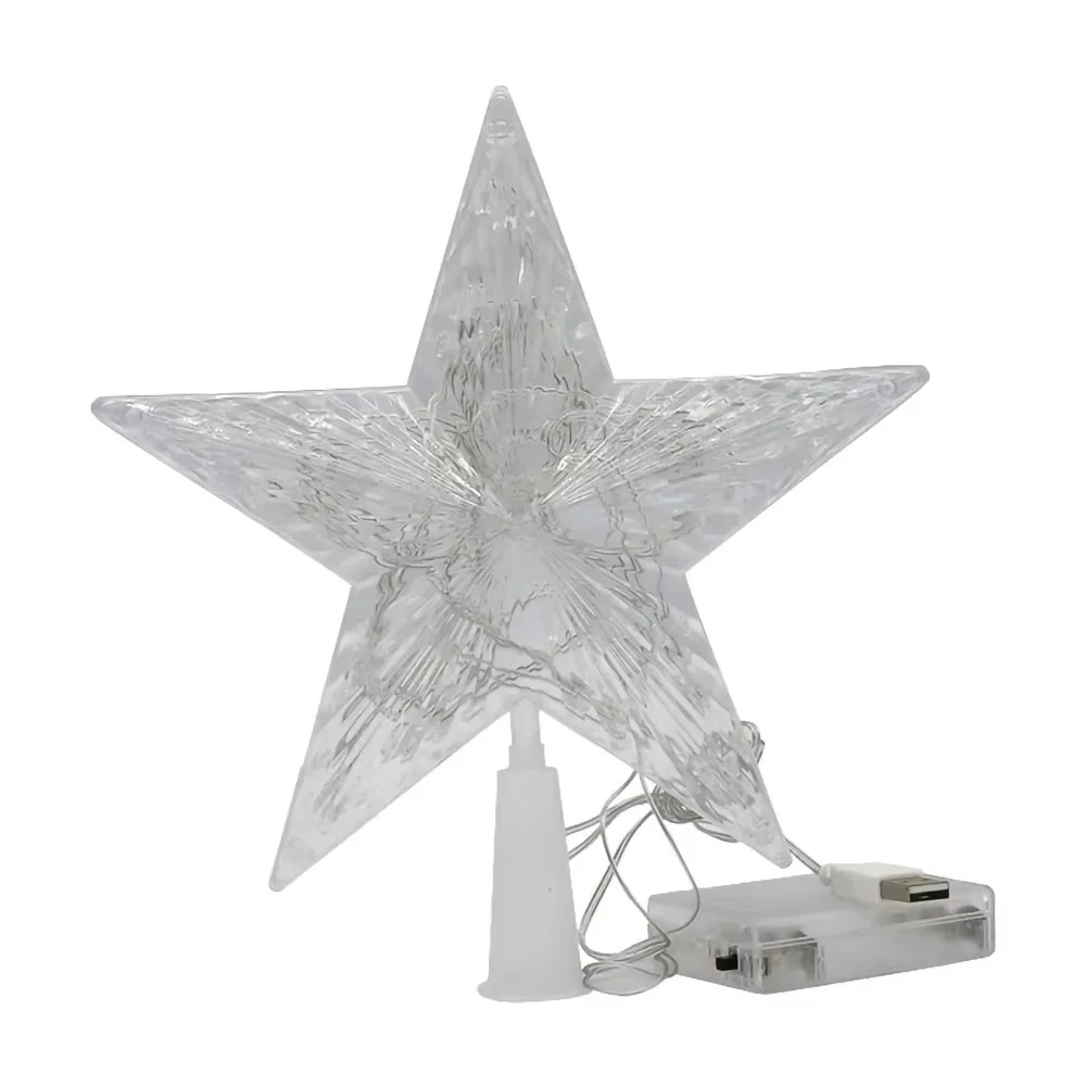 Description Picture 3 of item15cm Transparent LED Glowing Tree Topper - Christmas Five-Pointed Star Shining Lamp for Xmas/Navidad Colorful TopStar Ornaments