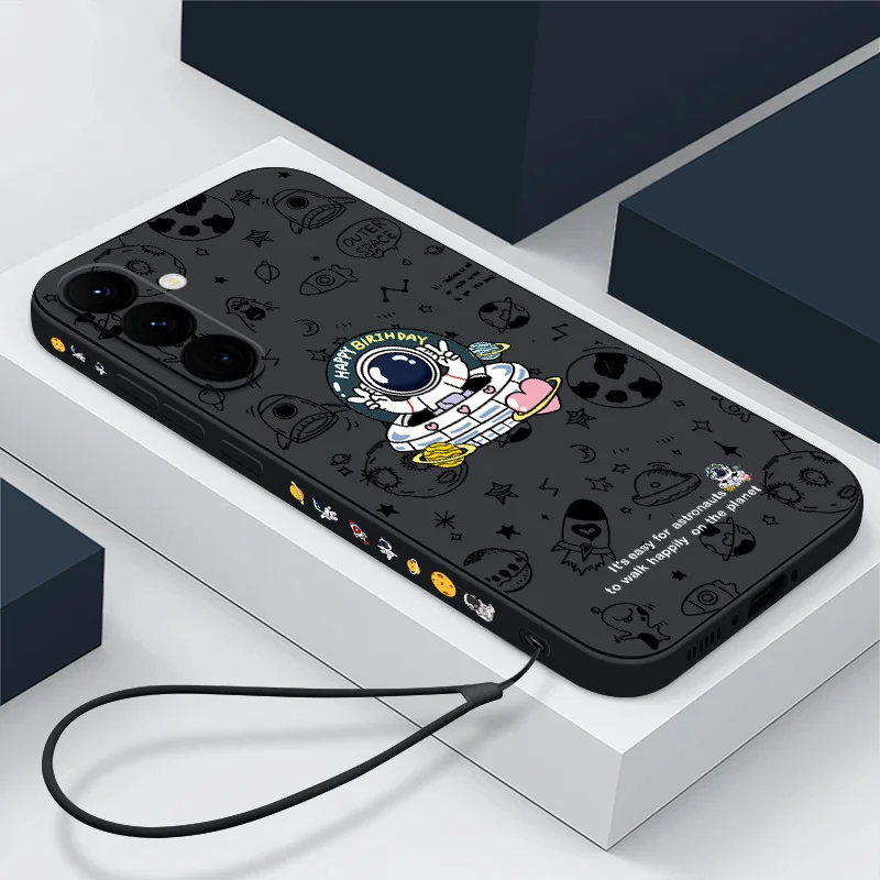 Spaceship Astronauts Soft Lanyard Phone Case Cover