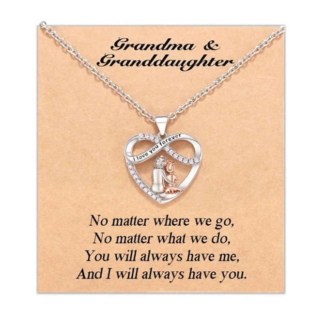 To My Grandma&Granddaughter Fashion Heart Pendant Necklace Women - Technical View