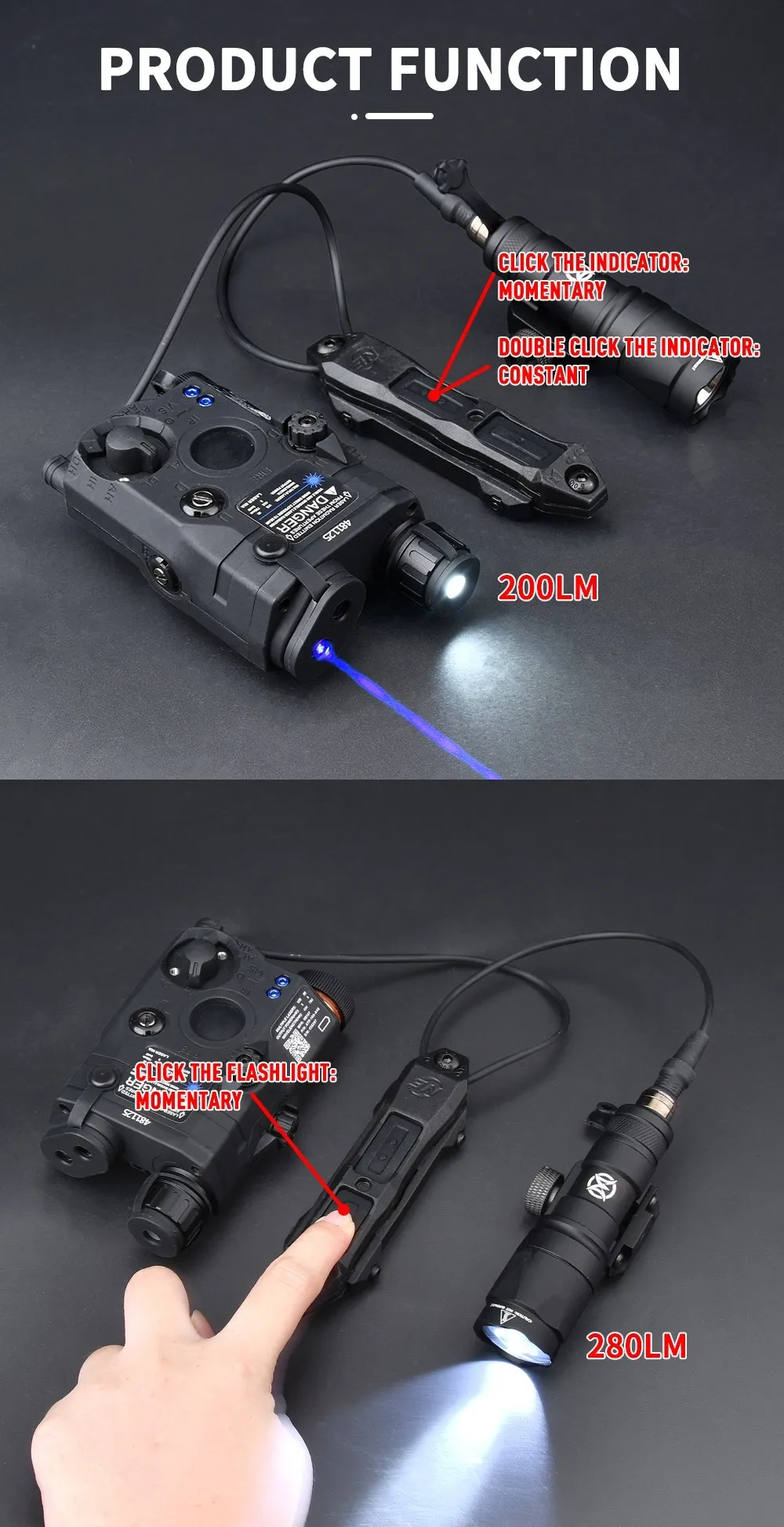 WADSN Tactical PEQ 15 Red Green Blue IR Laser Picatinny M300