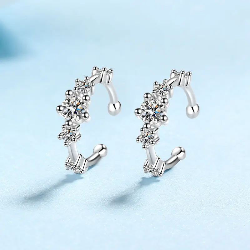 Full D Color Moissanite Clip Earrings S925 Sterling Silver 18k Plated Ear Studs for Women Men stud earrings ear clip earrings clip earrings ear clip