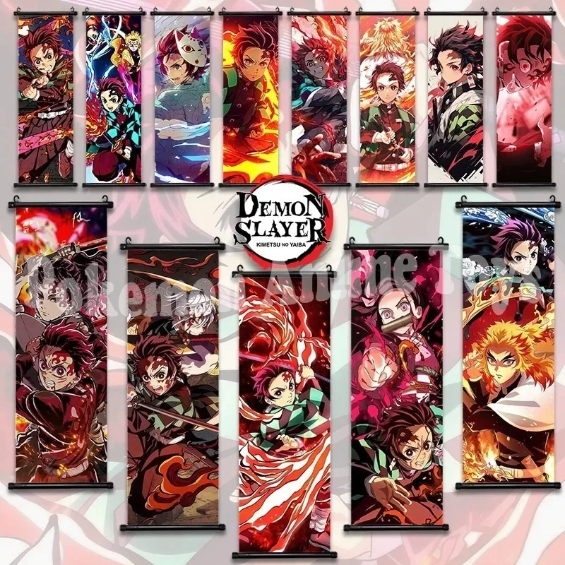 Kakemono Demon Slayer Kimetsu No Yaiba – Tissu 100x40 Cm, 12 Lunes Du Diable