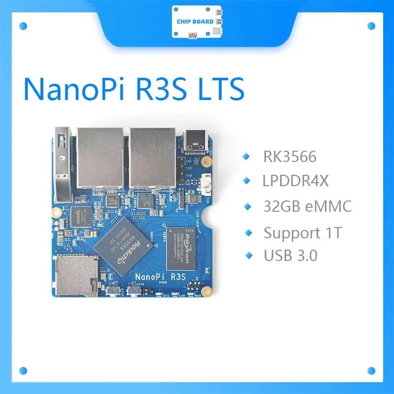NanoPi R3S LTS RK3566 Mini Router with Dual 2.5GbE, 32GB eMMC, CNC Aluminum Case, Linux Ready