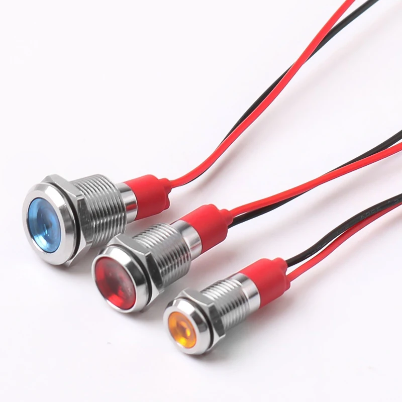 รูปสินค้า ไฟ LED โลหะทนทาน ขนาด 6-12 มม. สีสดใส สายกันน้ำ